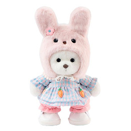 Медвежонок Lina TeddyTales, в голубом платье, розовых штанишках, розовой шапочке-зайке, белый, S, 20